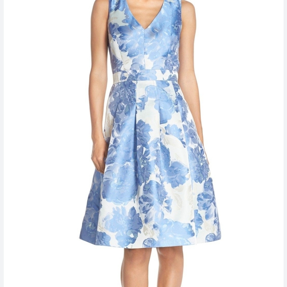 Eliza J Blue and White Floral Midi Dress NWOT